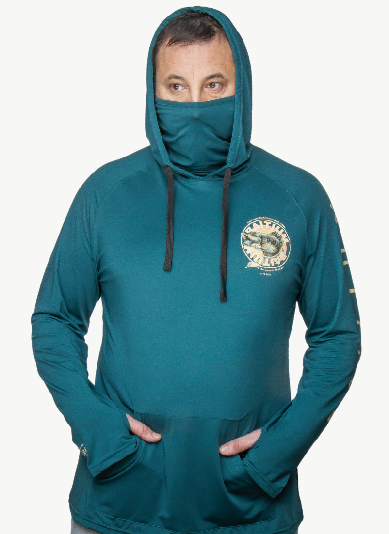 Baitium Hooded Fishing Shirt: Freshwater Series UPF50+ Salmon, Bass, Trout hooded fishing shirt