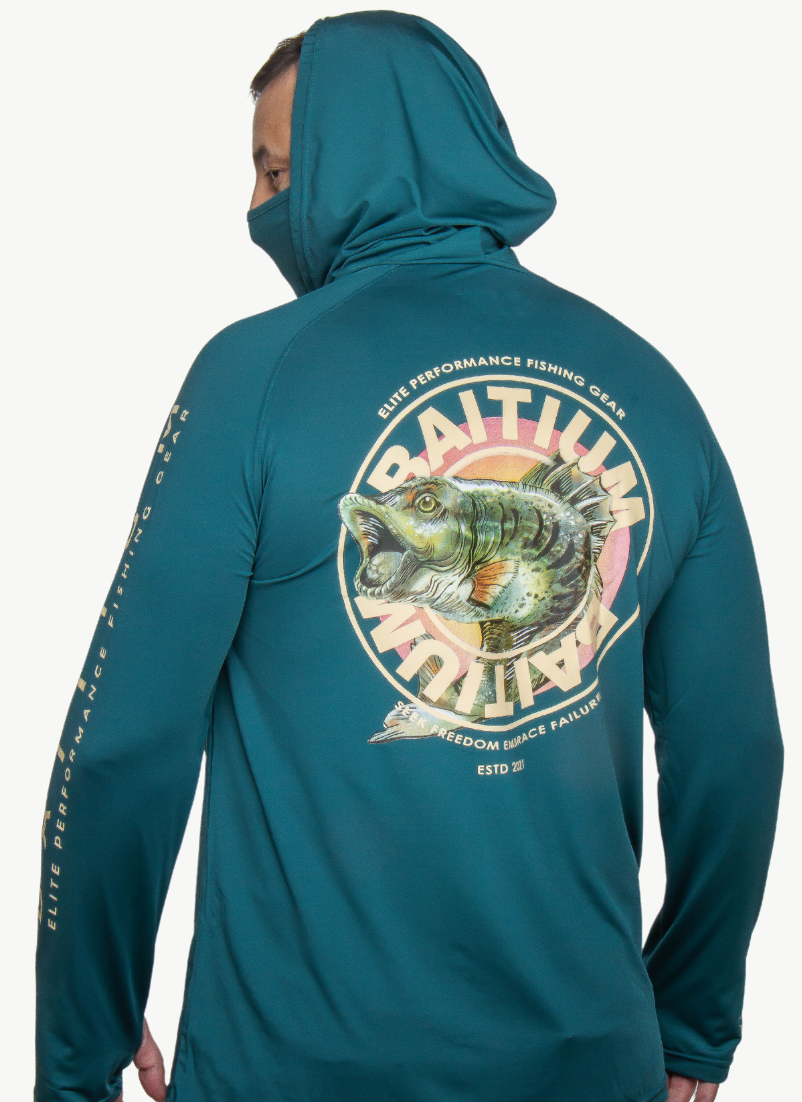 Baitium Hooded Fishing Shirt: Freshwater Series UPF50+ Salmon, Bass, Trout hooded fishing shirt
