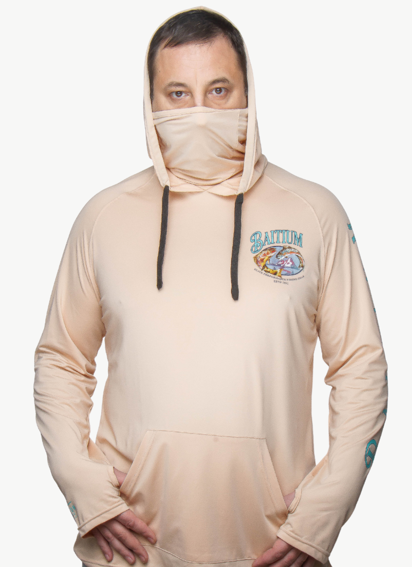 Baitium Hooded Fishing Shirt: Freshwater Series UPF50+ Salmon, Bass, Trout hooded fishing shirt