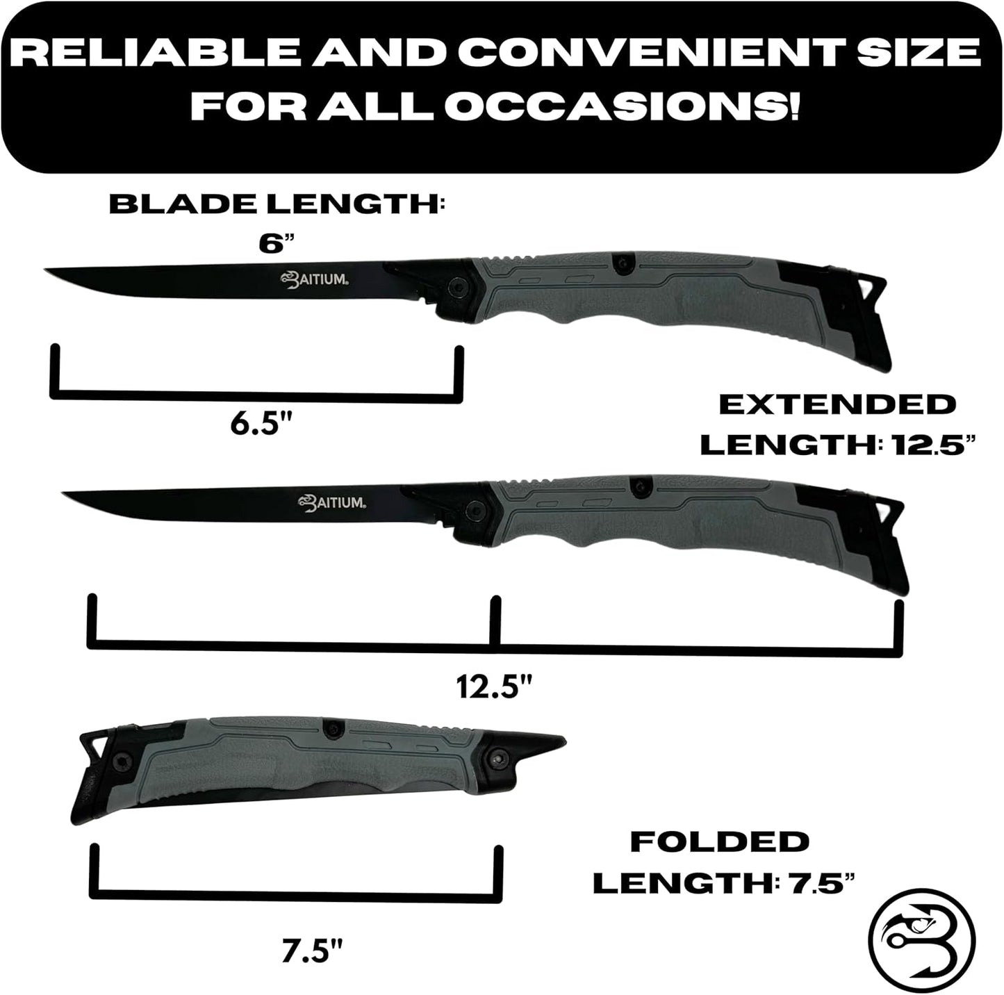 Baitium Baitium Folding Fillet Knife - 6" Blade folding filet knife