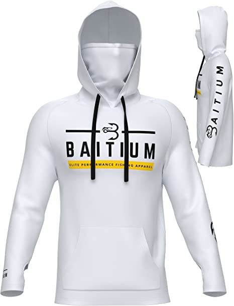 Baitium Original Hooded UPF 50+ PFG Long Sleeves Fishing Shirts. White / XXX-Large