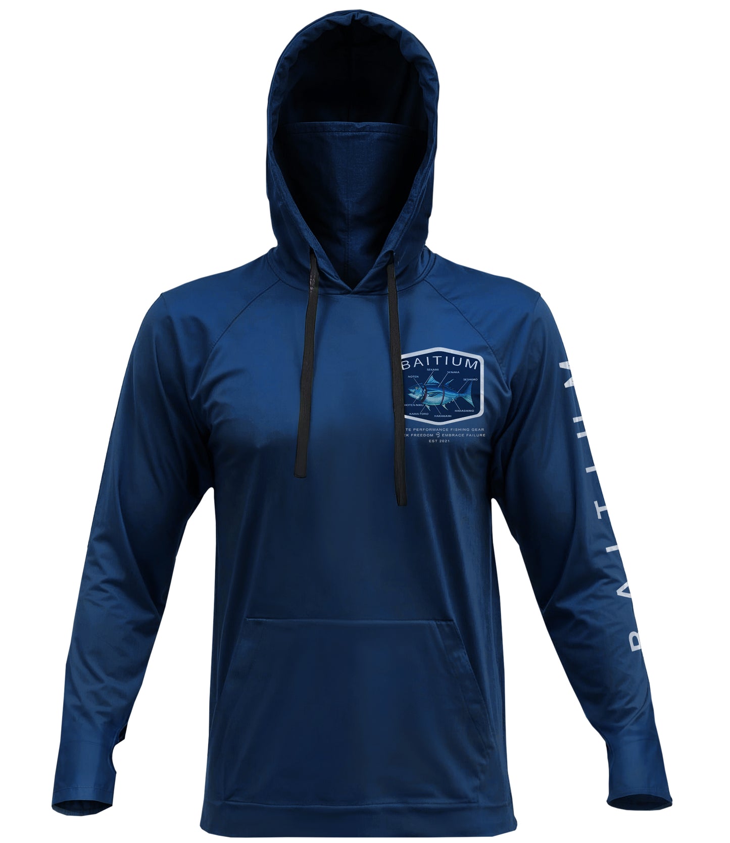 Baitium UPF 50+ Hooded Long Sleeve Fishing Shirt - Bluefin Tuna, Yellowfin Tuna