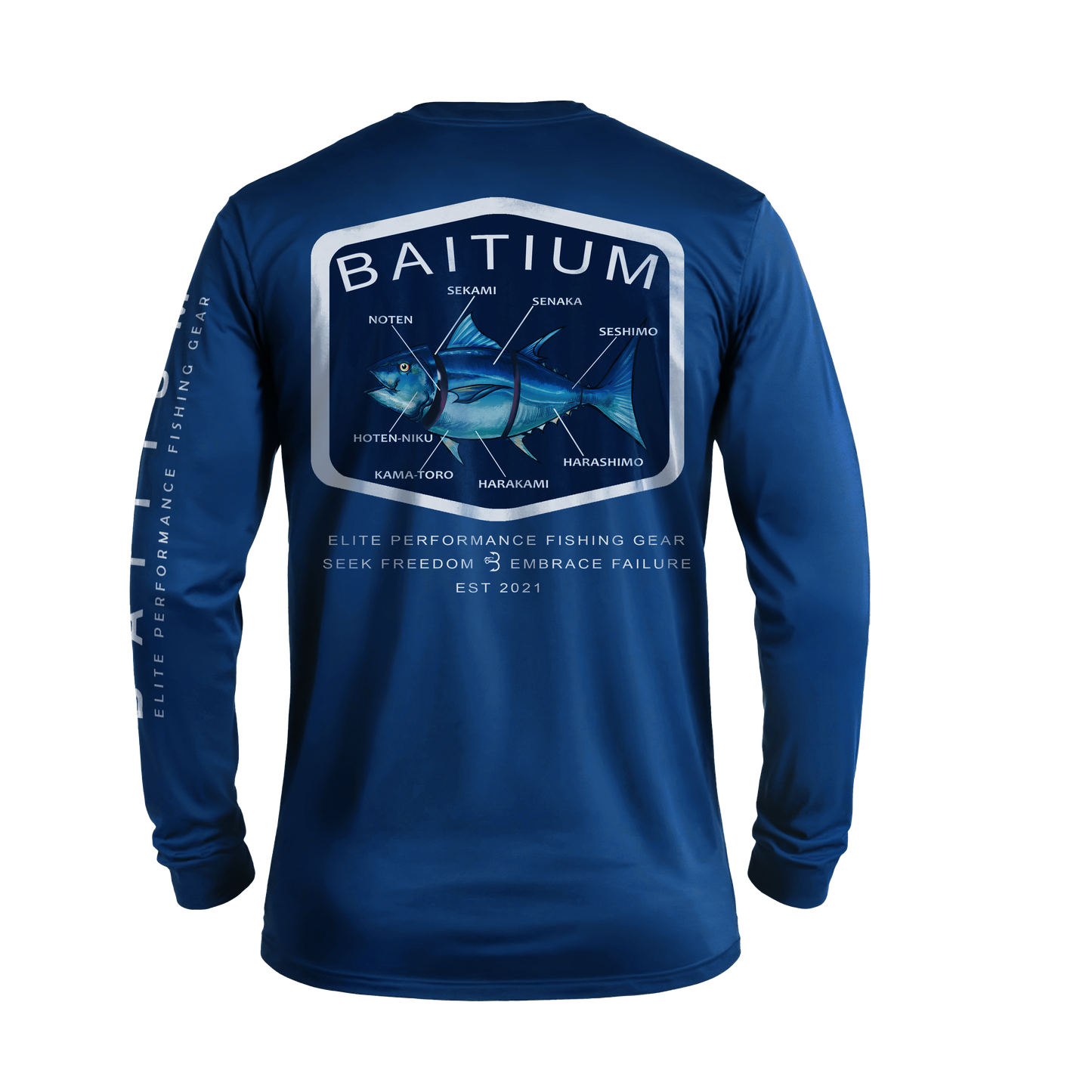 Baitium UPF 50+ Long Sleeve Fishing Shirt - Bluefin Tuna, Yellowfin Tuna