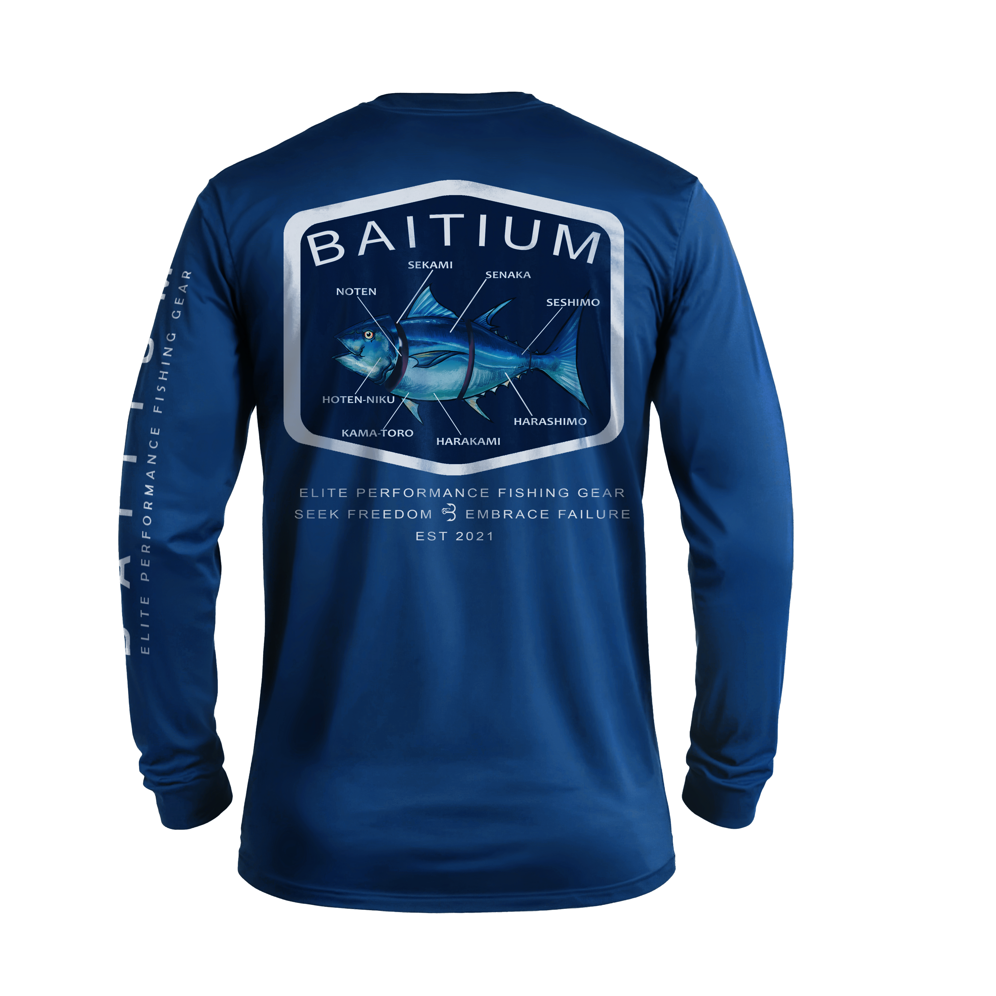Baitium UPF 50+ Long Sleeve Fishing Shirt - Bluefin Tuna, Yellowfin Tuna