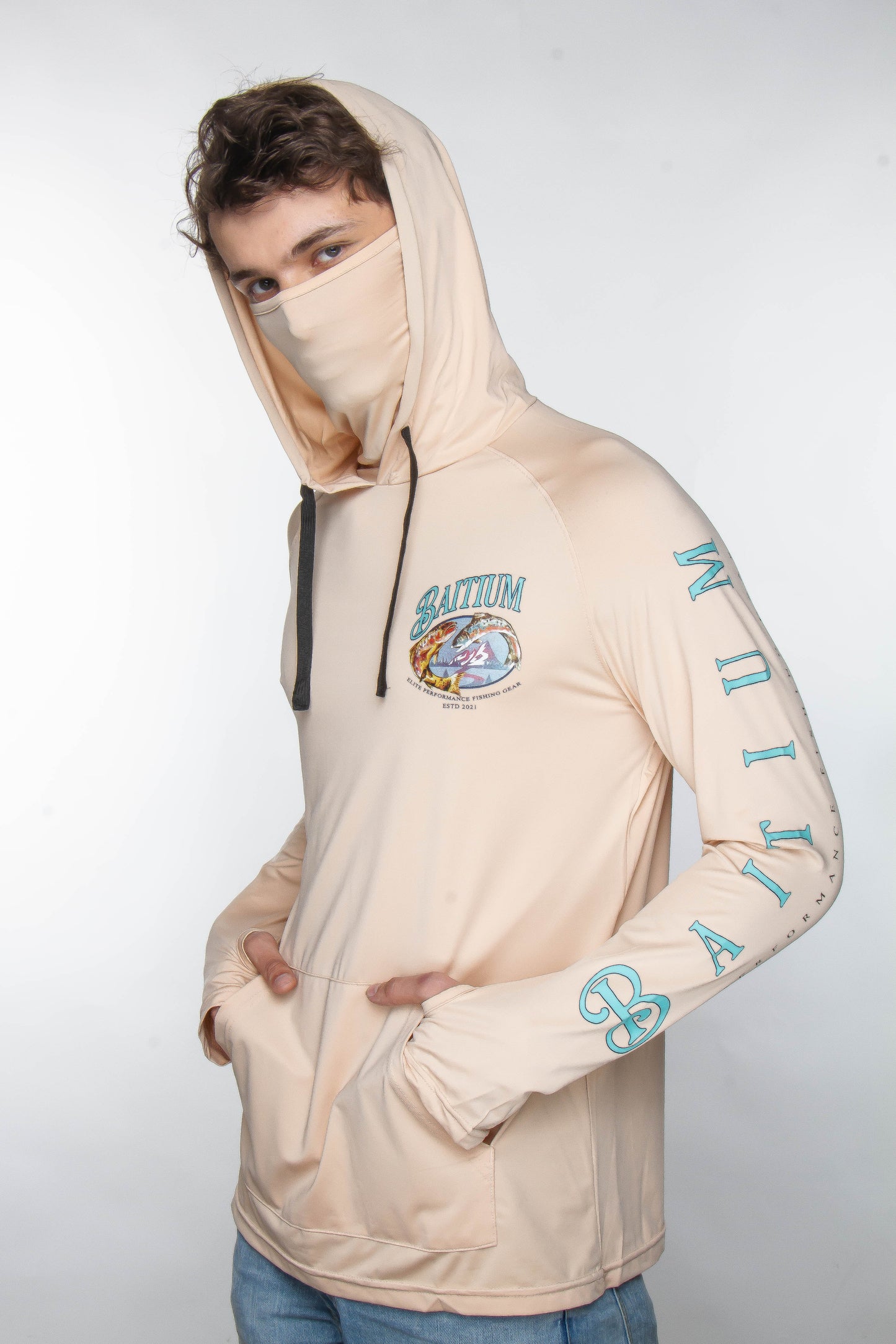 Baitium Hooded Fishing Shirt: Freshwater Series UPF50+ Salmon, Bass, Trout hooded fishing shirt