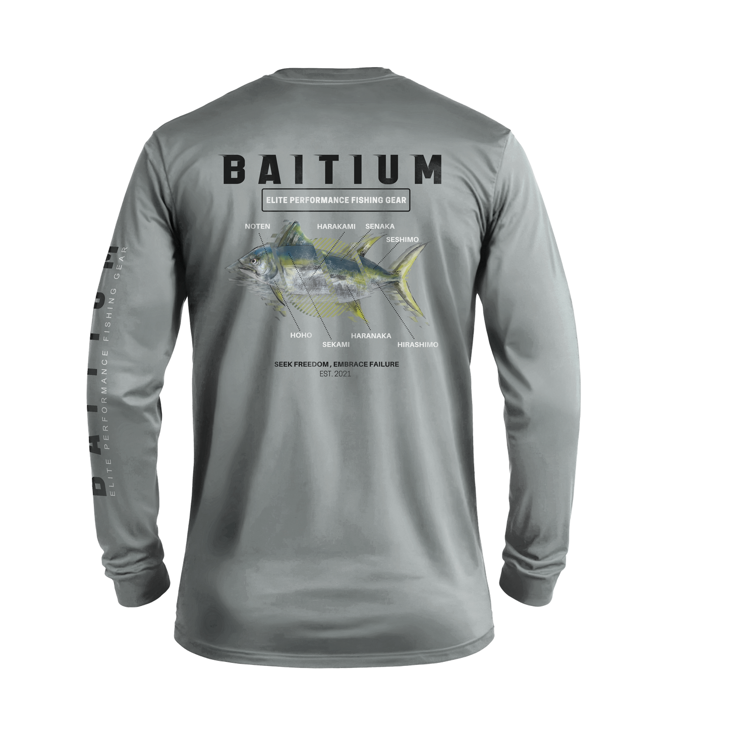 Baitium UPF 50+ Long Sleeve Fishing Shirt - Bluefin Tuna, Yellowfin Tuna