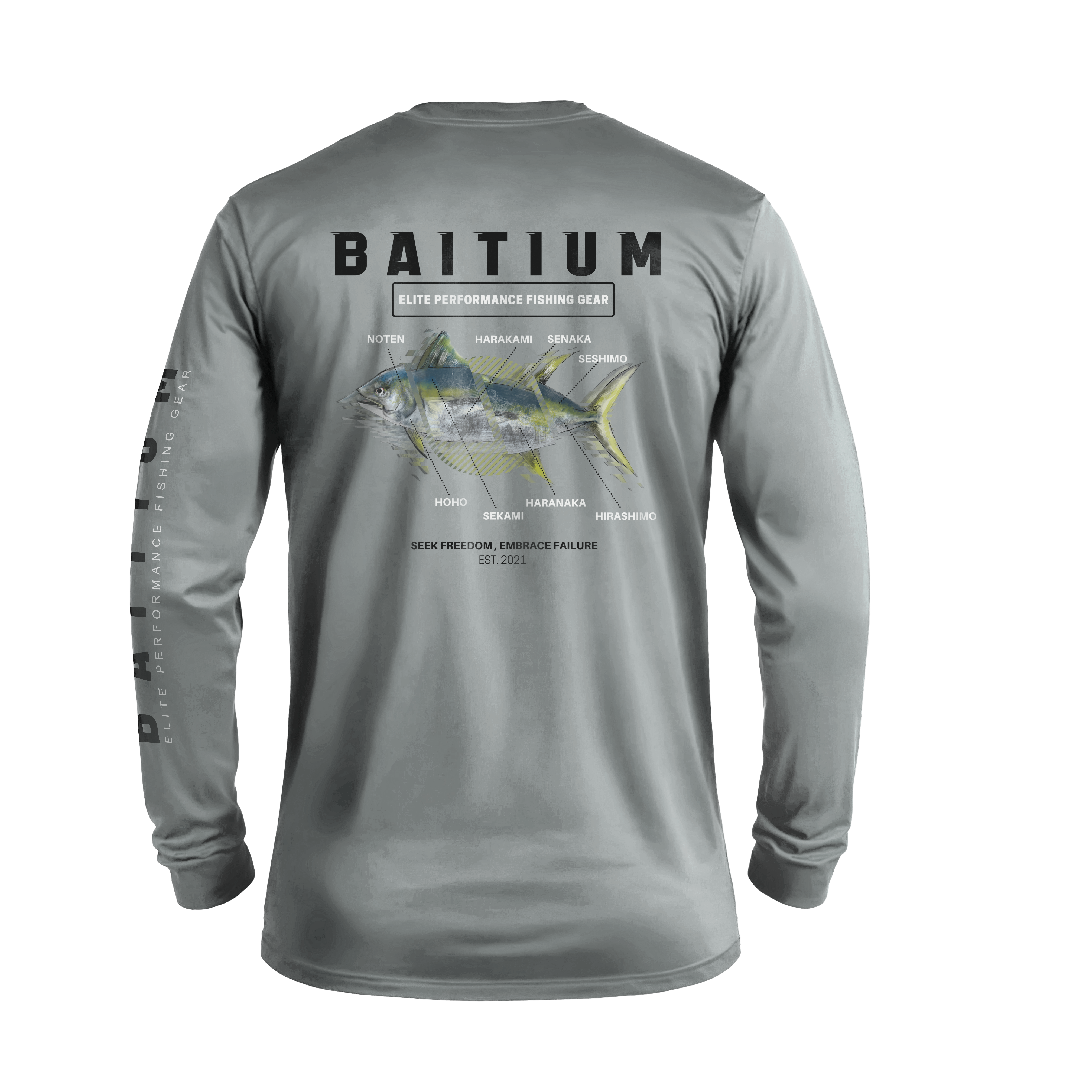 Baitium UPF 50+ Long Sleeve Fishing Shirt - Bluefin Tuna, Yellowfin Tuna
