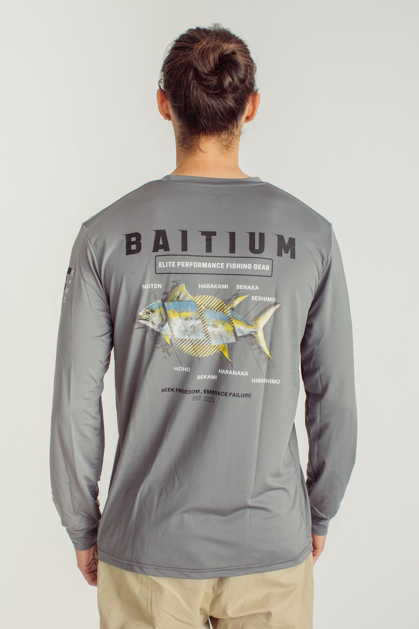 Baitium Fishing Shirt with Hand-Drawn Tuna Design | Deconstructed Series fishing shirt