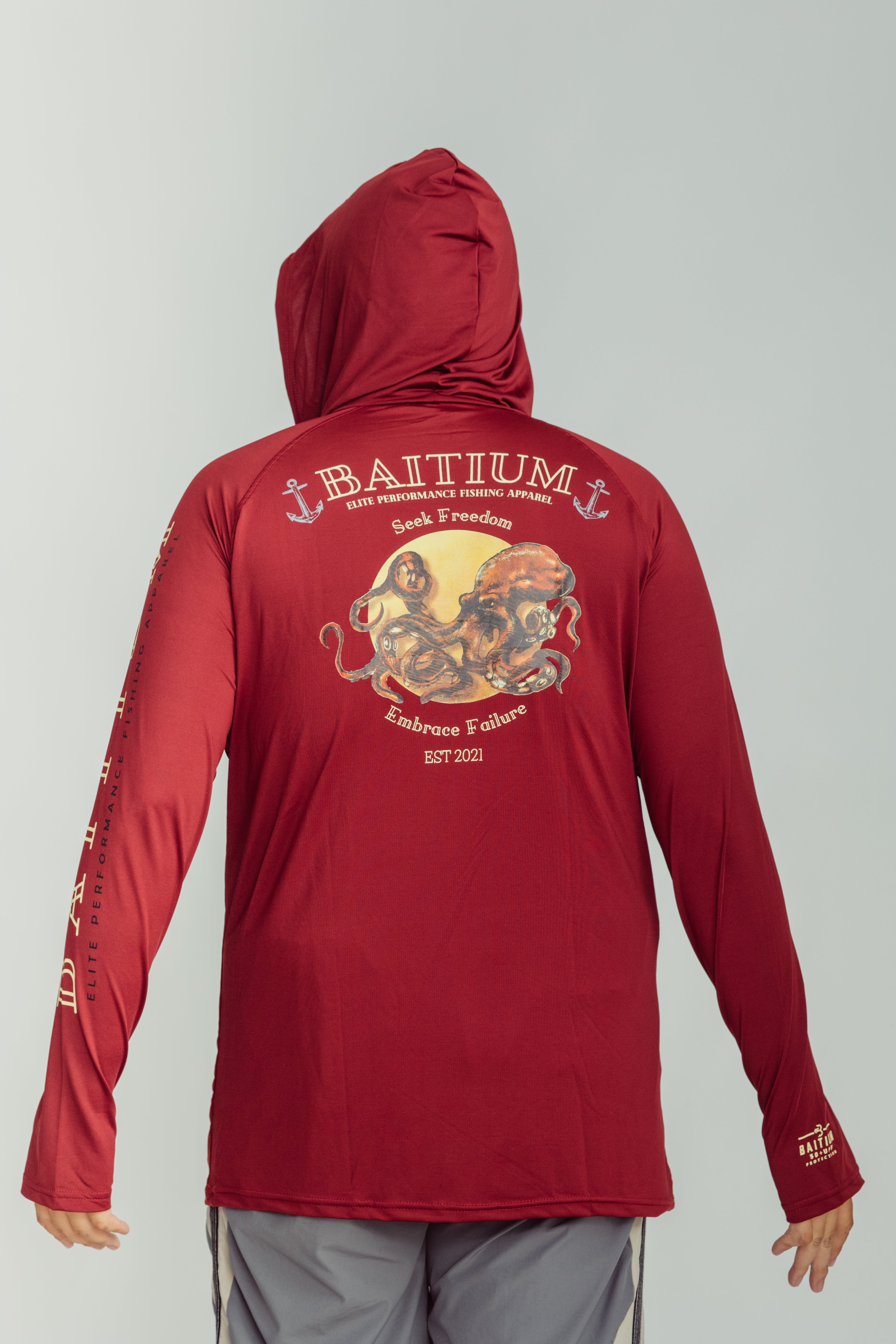 Baitium Hooded Fishing Shirt: Stylish Protection for Anglers - Sea Life Design hooded fishing shirt