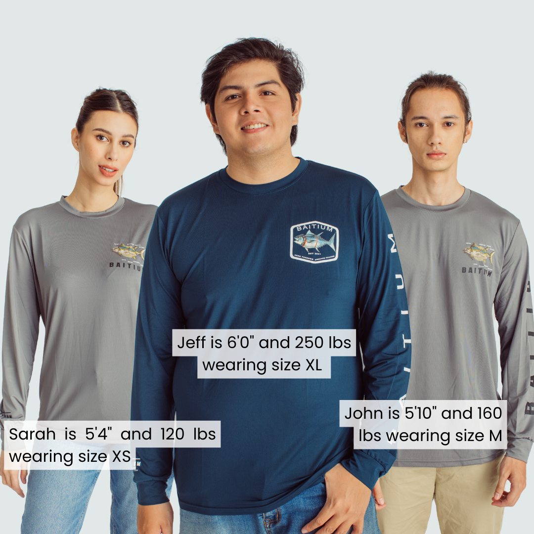 Baitium Fishing Shirt with Hand-Drawn Tuna Design | Deconstructed Series fishing shirt
