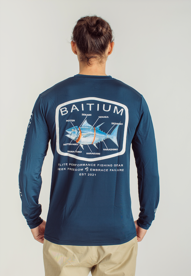 Baitium Fishing Shirt with Hand-Drawn Tuna Design | Deconstructed Series fishing shirt