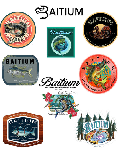 Baitium Fishing Stickers: Baitium Epic Sticker Pack Set - Marlin, Tuna, & More fishing stickers