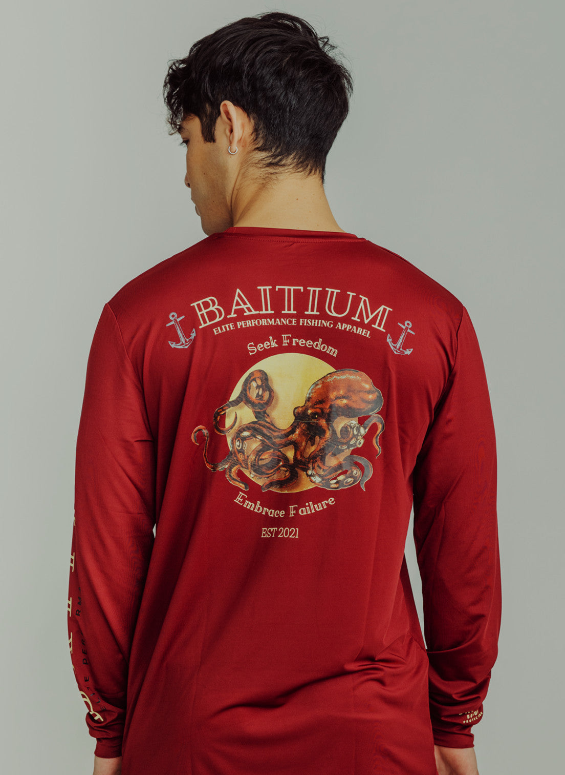 Baitium Original Hooded UPF 50+ PFG Long Sleeves Fishing Shirts. Teal Bass / XX-Large