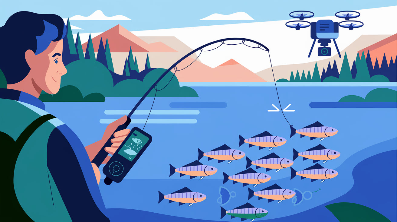 angler fishing with smart device - fishing trends 2025