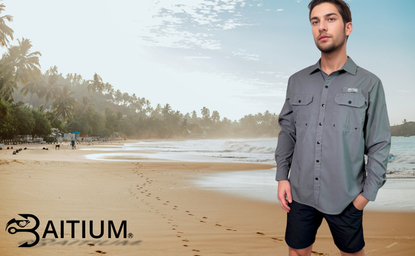 Baitium Fishing Shirts Button Up: UPF 50+ Performance Long Sleeve fishing shirts button up