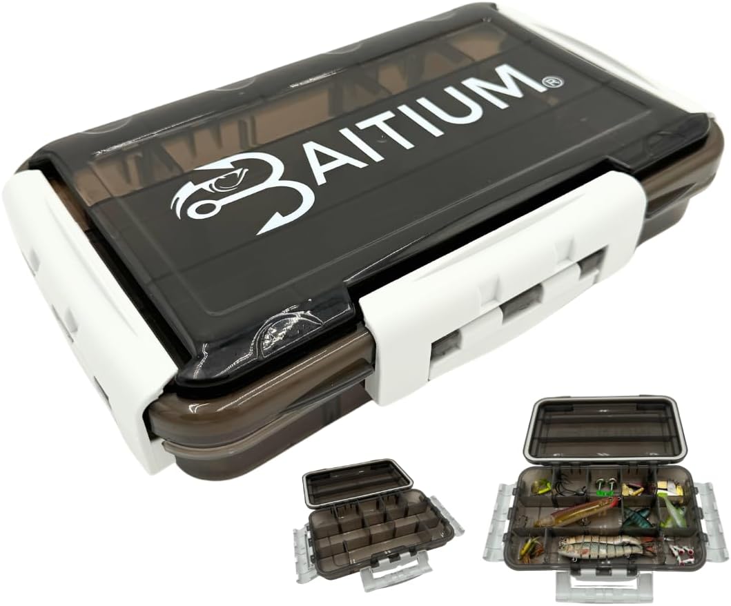 Baitium waterproof tackle box with multiple compartments for organized fishing gear storage