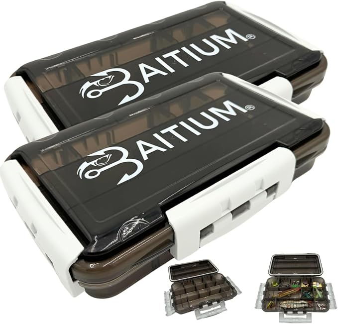 Baitium waterproof tackle box with multiple compartments for organized fishing gear storage