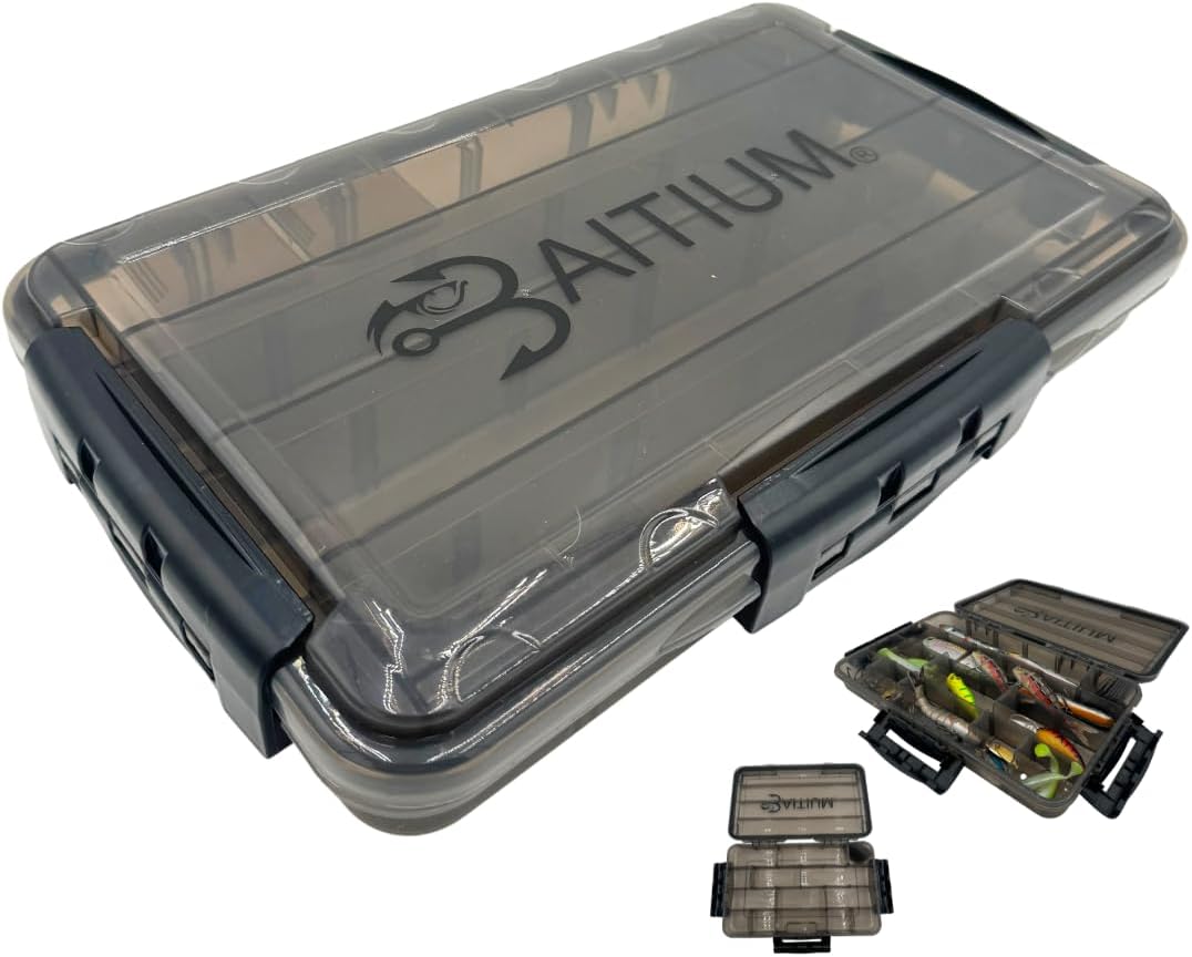 Baitium waterproof tackle box with multiple compartments for organized fishing gear storage