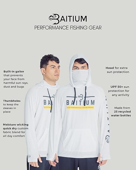 Baitium Fishing Shirts for Men, Mens Fishing Shirts Long Sleeve, UPF 50 Hoodie fishing shirts