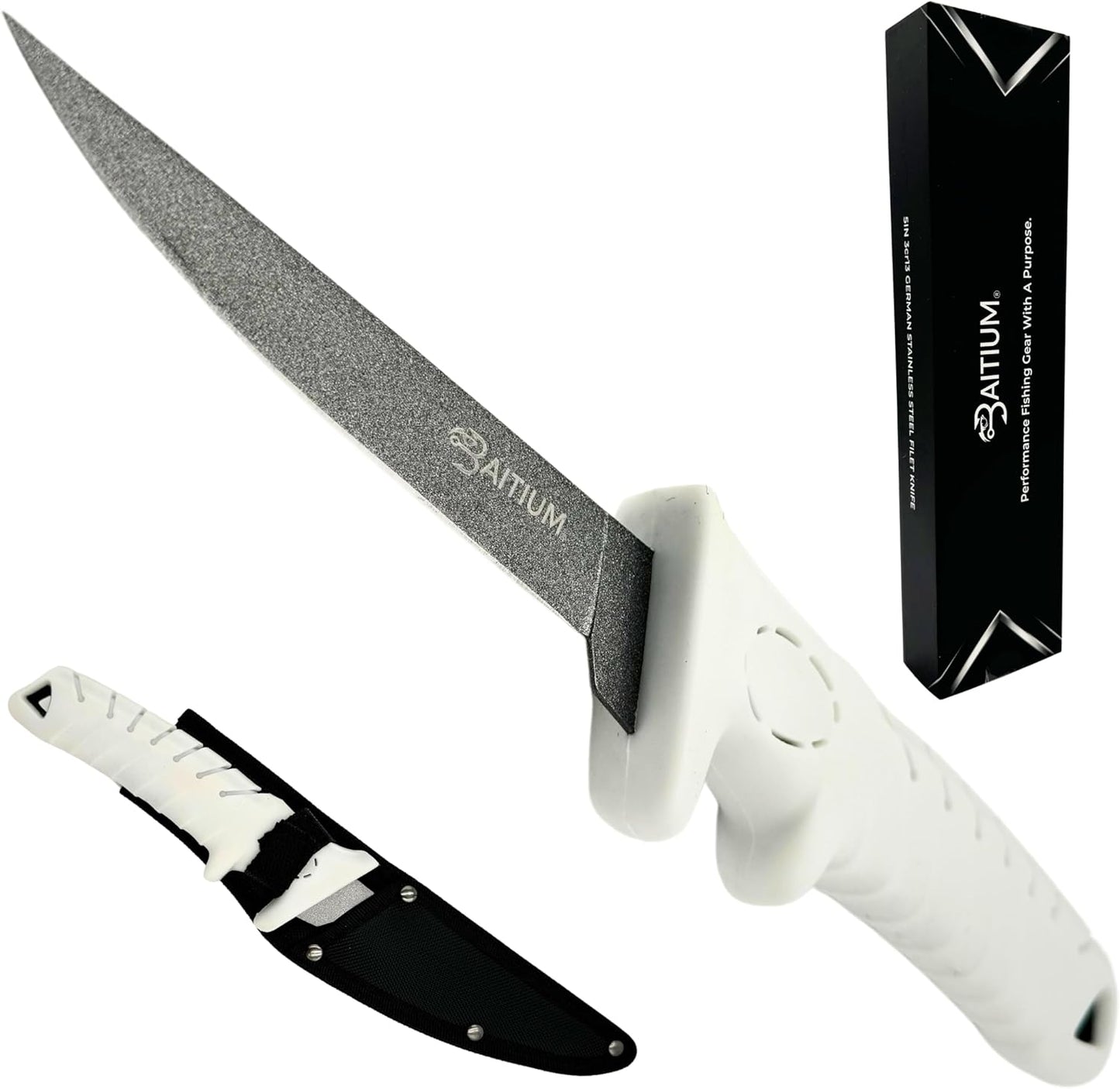 Professional filet knife with stainless steel blade and cushioned handle