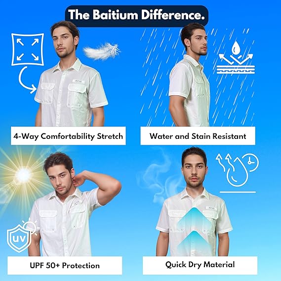 Baitium eco-friendly button up fishing shirts for outdoor adventures