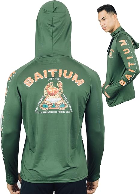 Baitium Fishing Shirts for Men, Mens Fishing Shirts Long Sleeve, UPF 50 Hoodie fishing shirts