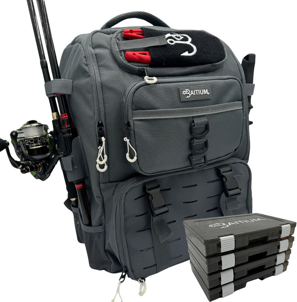 Baitium Baitium All In One Fishing Tackle Backpack - 4 Trays Included tackle backpack