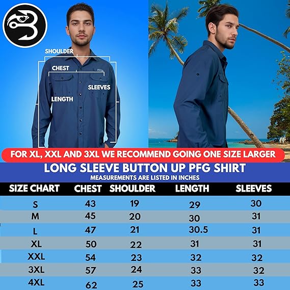 Baitium Fishing Shirts Button Up: UPF 50+ Performance Long Sleeve fishing shirts button up