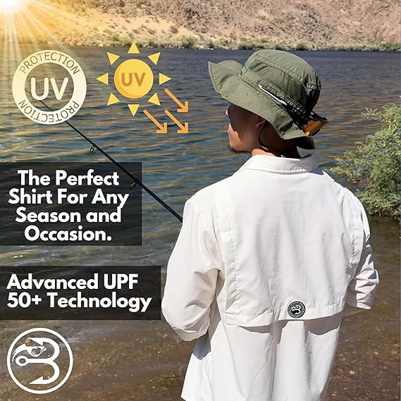 Baitium Fishing Shirts Button Up: UPF 50+ Performance Long Sleeve fishing shirts button up