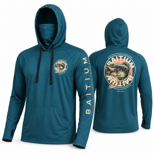 Baitium UPF 50+ Hooded Long Sleeve Fishing Shirt - bass, salmon, trout