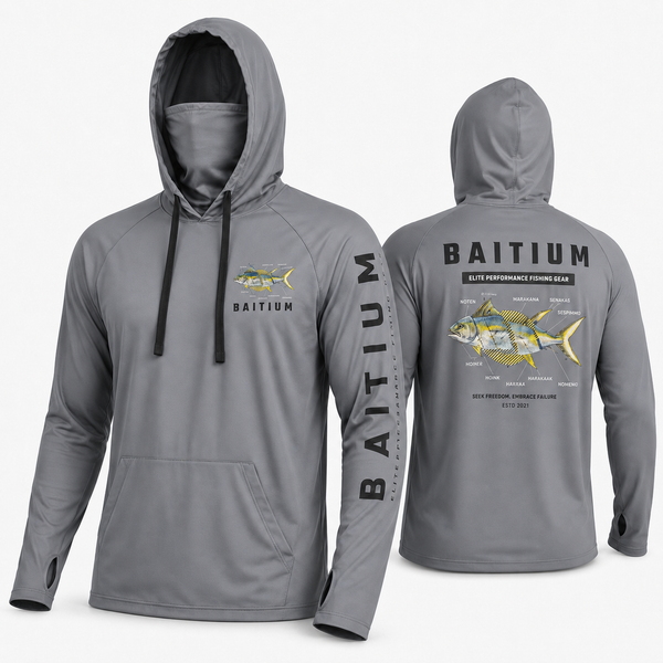 Baitium UPF 50+ Hooded Long Sleeve Fishing Shirt - Bluefin Tuna, Yellowfin Tuna