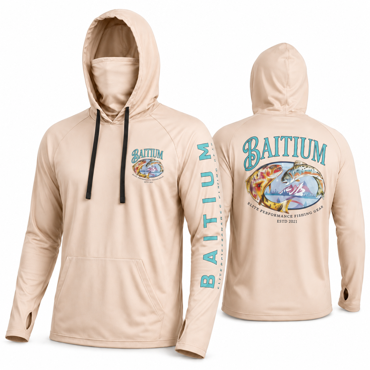 Baitium UPF 50+ Hooded Long Sleeve Fishing Shirt - bass, salmon, trout