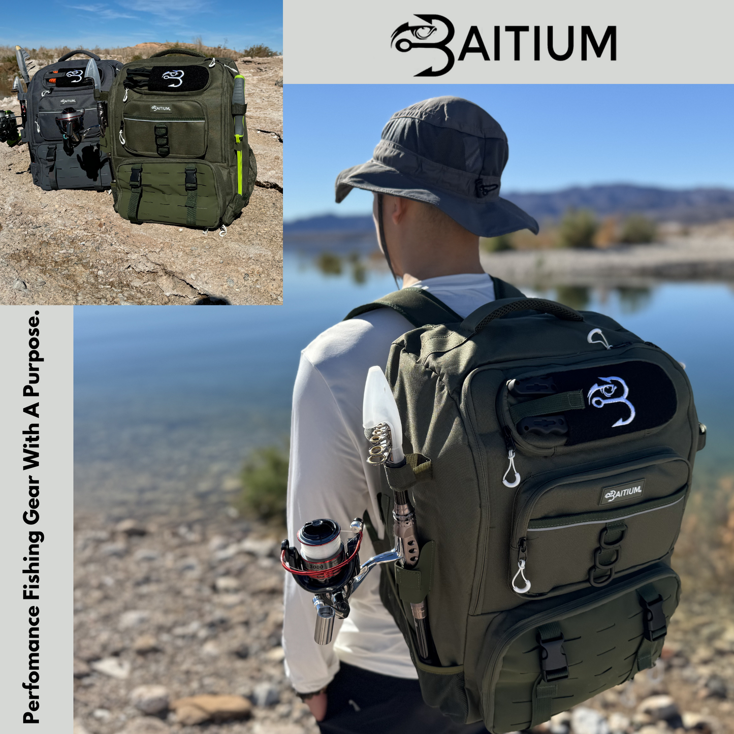 Baitium All-In-One Fishing Tackle Backpack - 4 Trays Included