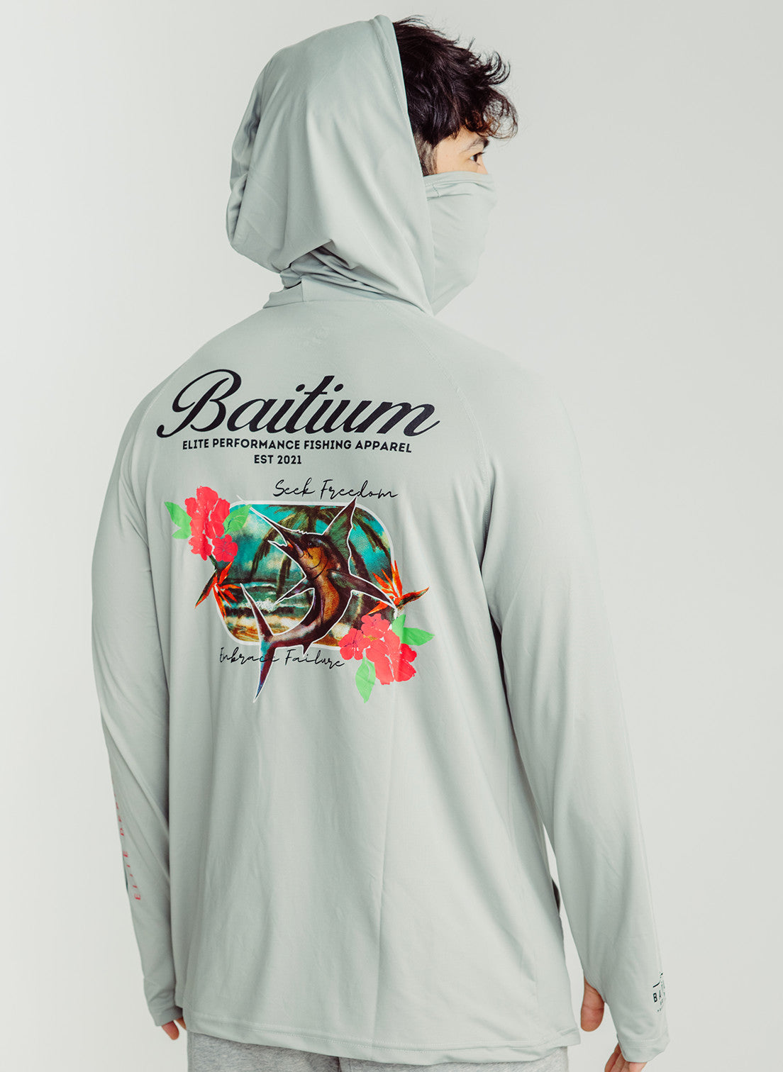 Baitium Original Hooded UPF 50+ PFG Long Sleeves Fishing Shirts. The Tropical Marlin / Medium
