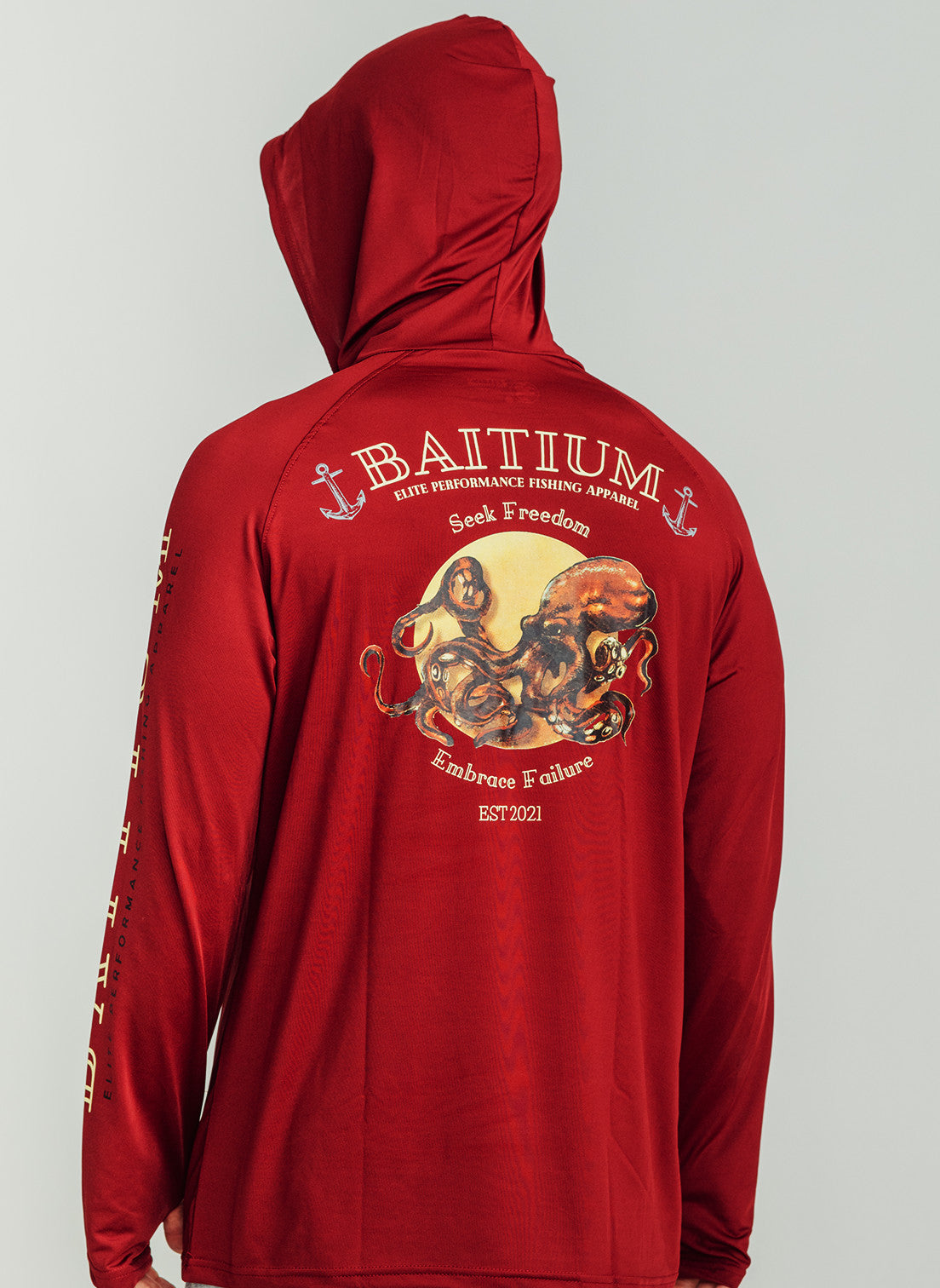 Baitium Original Hooded UPF 50+ PFG Long Sleeves Fishing Shirts. The Ravenous Octopus / XX-Large