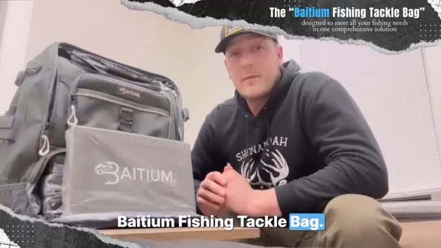 Baitium 40L Fishing Tackle Backpack with rod holders and tackle boxes